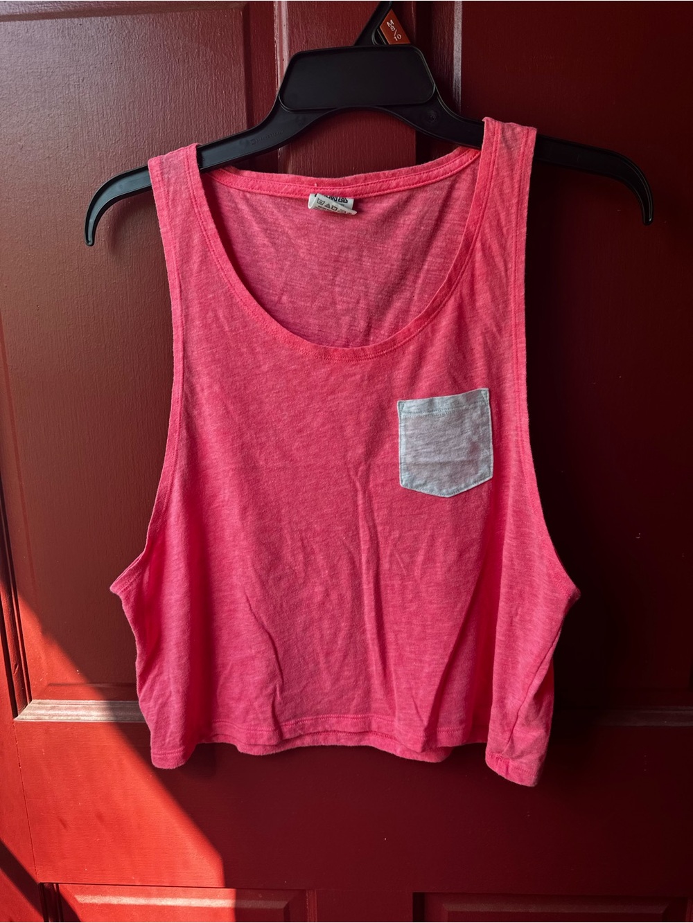 Women's Victoria’s Secret PINK Cropped Muscle Tank Top with Contrast Pocket Y2K